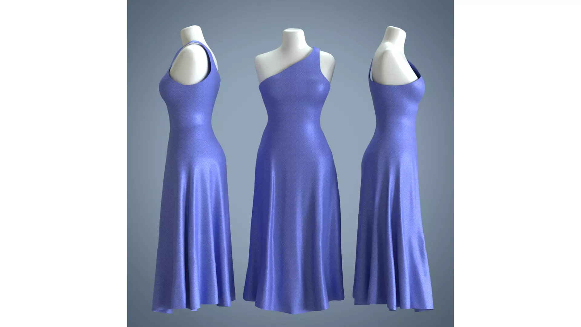 Woman Mannequin Blue Dark Dress 3D model