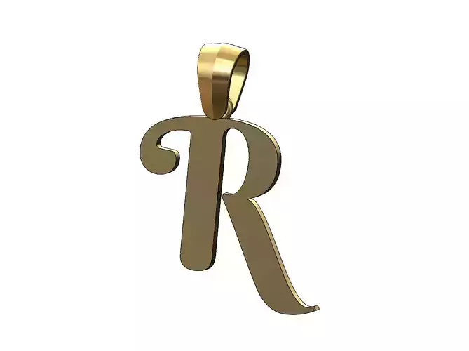 R letter initial berkshire swash font pendant charm bail 3D print model