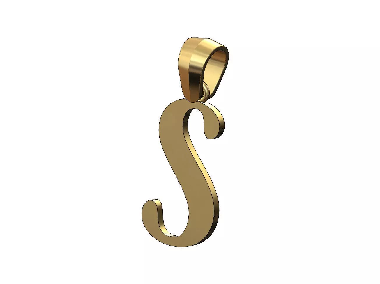 S letter initial berkshire swash font pendant charm bail 3D print model