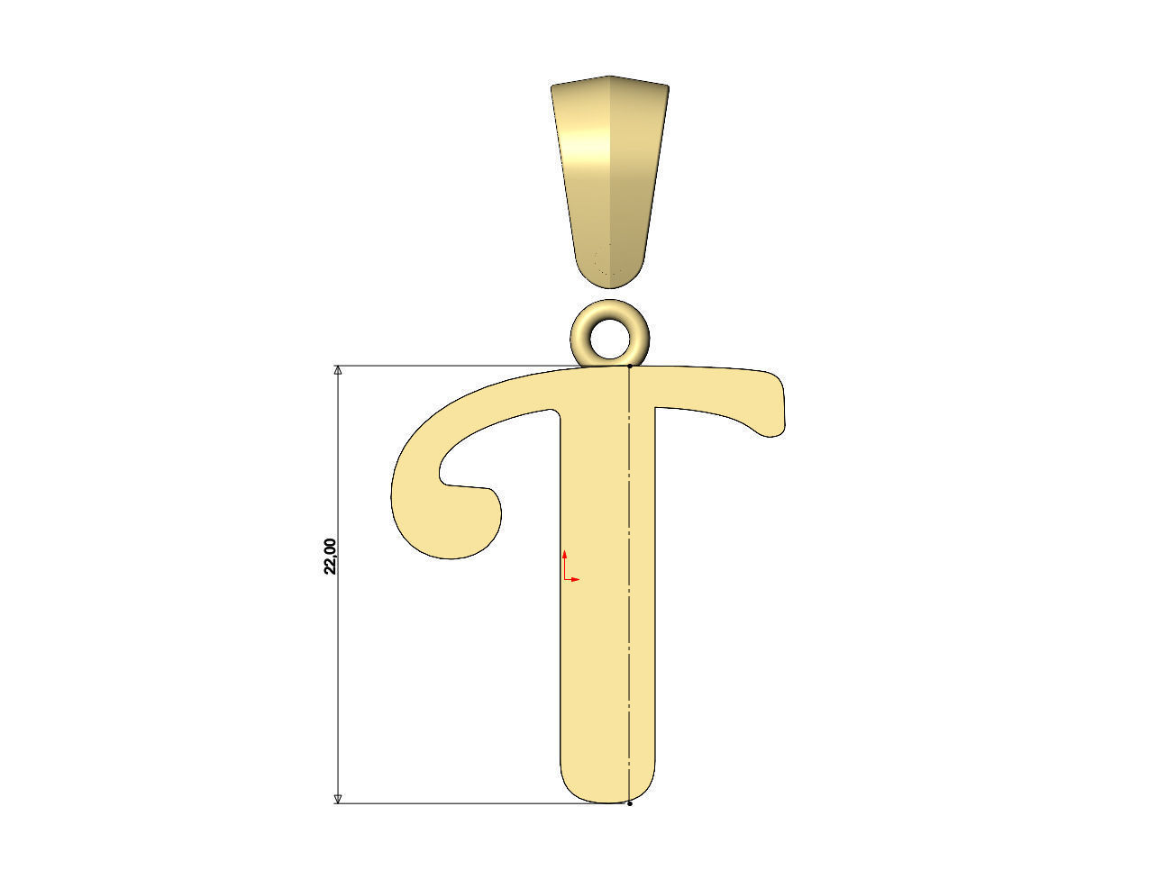 T letter initial berkshire swash font pendant charm bail 3D print model_6