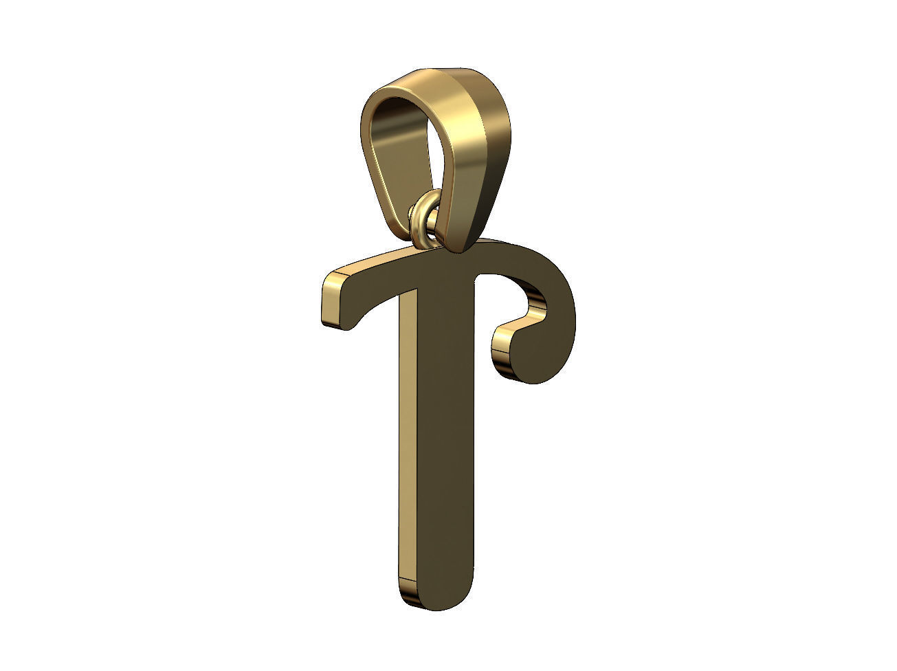 T letter initial berkshire swash font pendant charm bail 3D print model_4