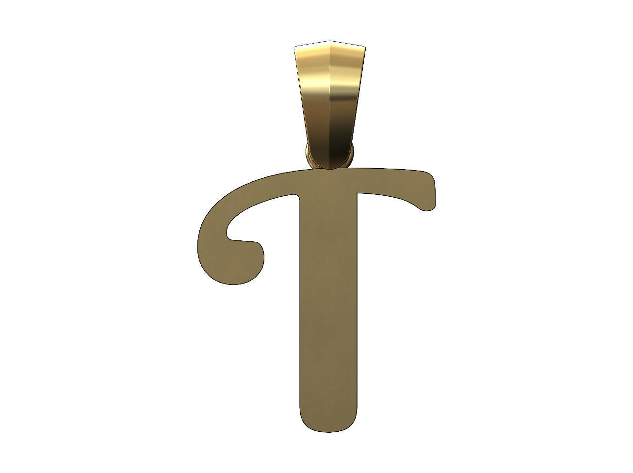 T letter initial berkshire swash font pendant charm bail 3D print model_1