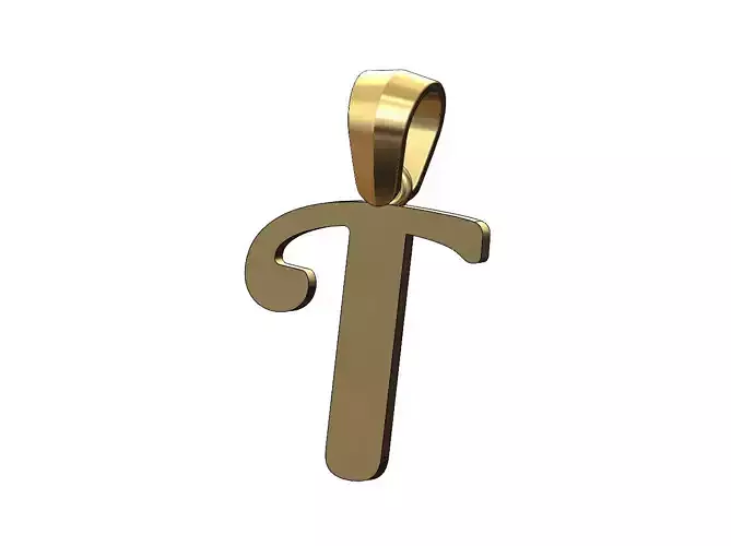 T letter initial berkshire swash font pendant charm bail