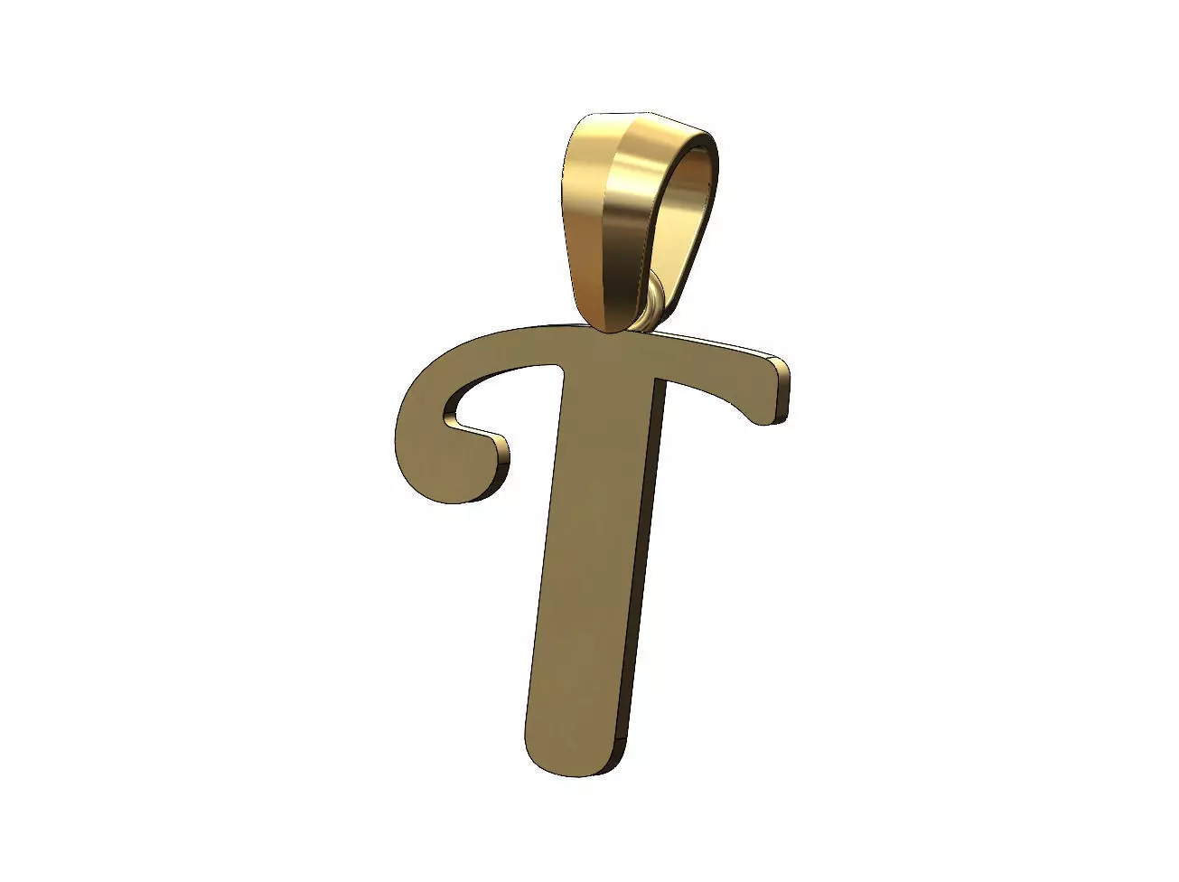 T letter initial berkshire swash font pendant charm bail 3D print model_0