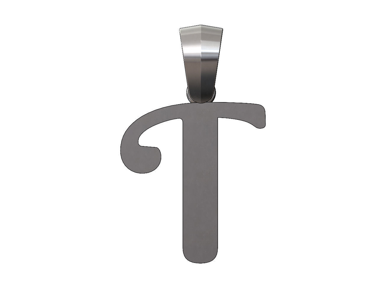T letter initial berkshire swash font pendant charm bail 3D print model_11