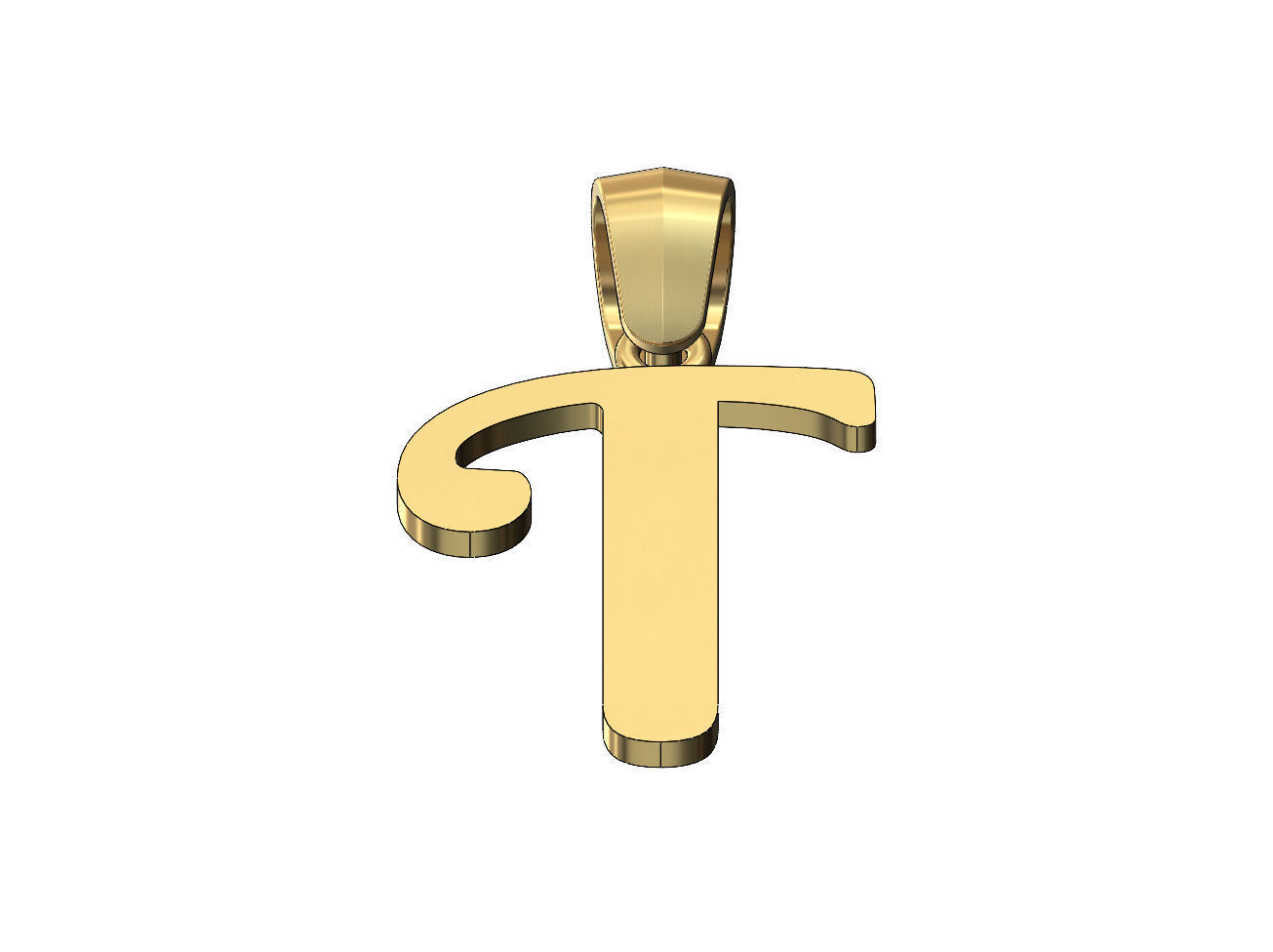 T letter initial berkshire swash font pendant charm bail 3D print model_2