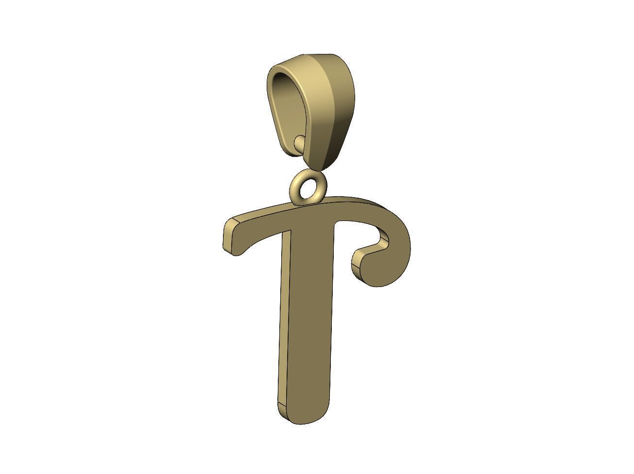 T letter initial berkshire swash font pendant charm bail 3D print model_10