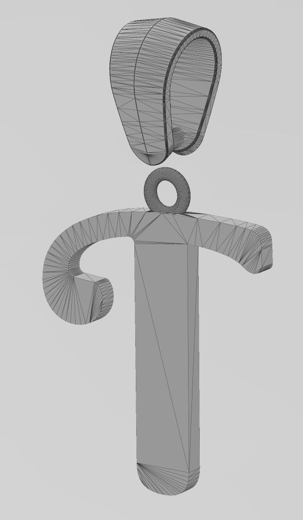 T letter initial berkshire swash font pendant charm bail 3D print model_14