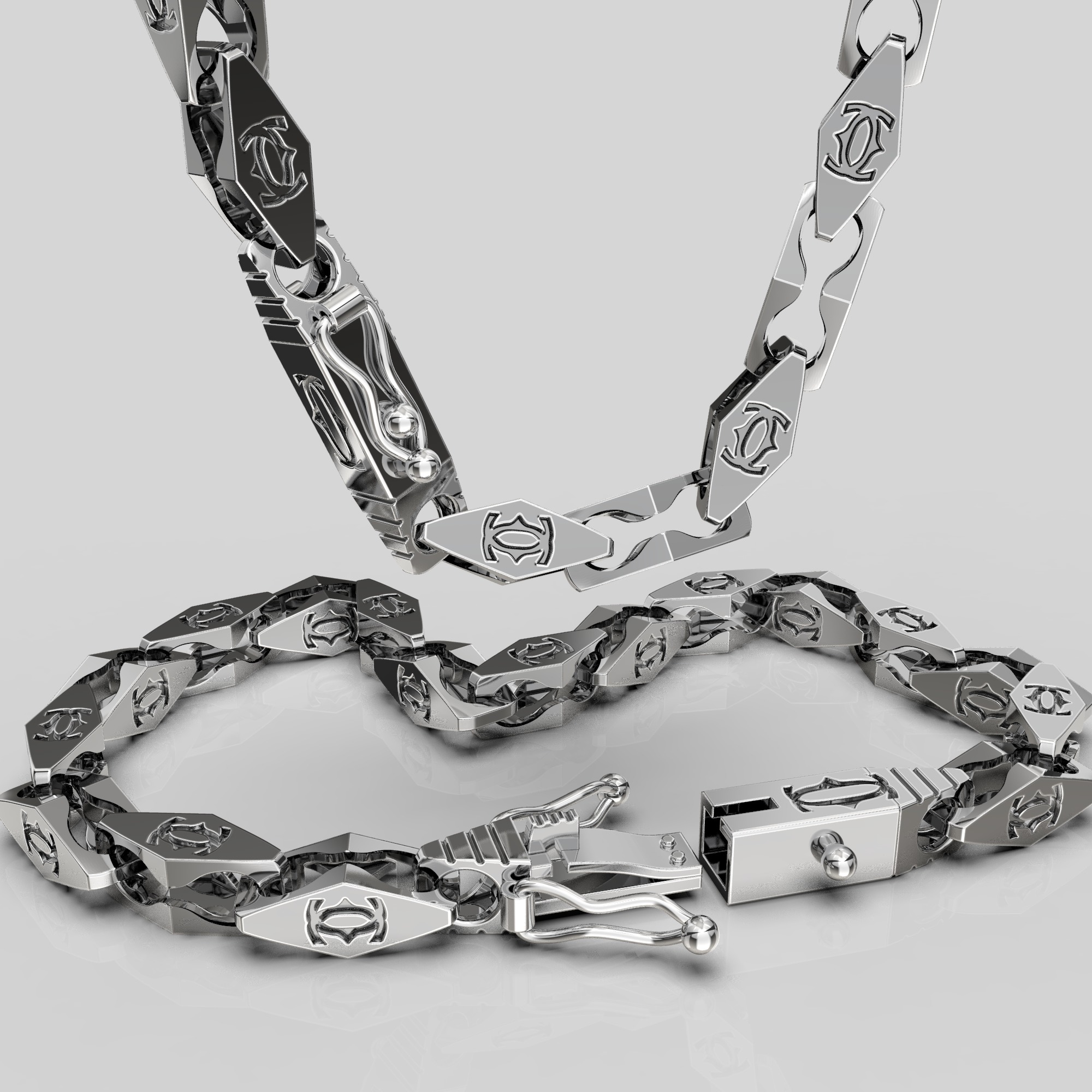 Jewelry LOCK box and  link 5mm chain or bracelet printable STL 3D print model_1