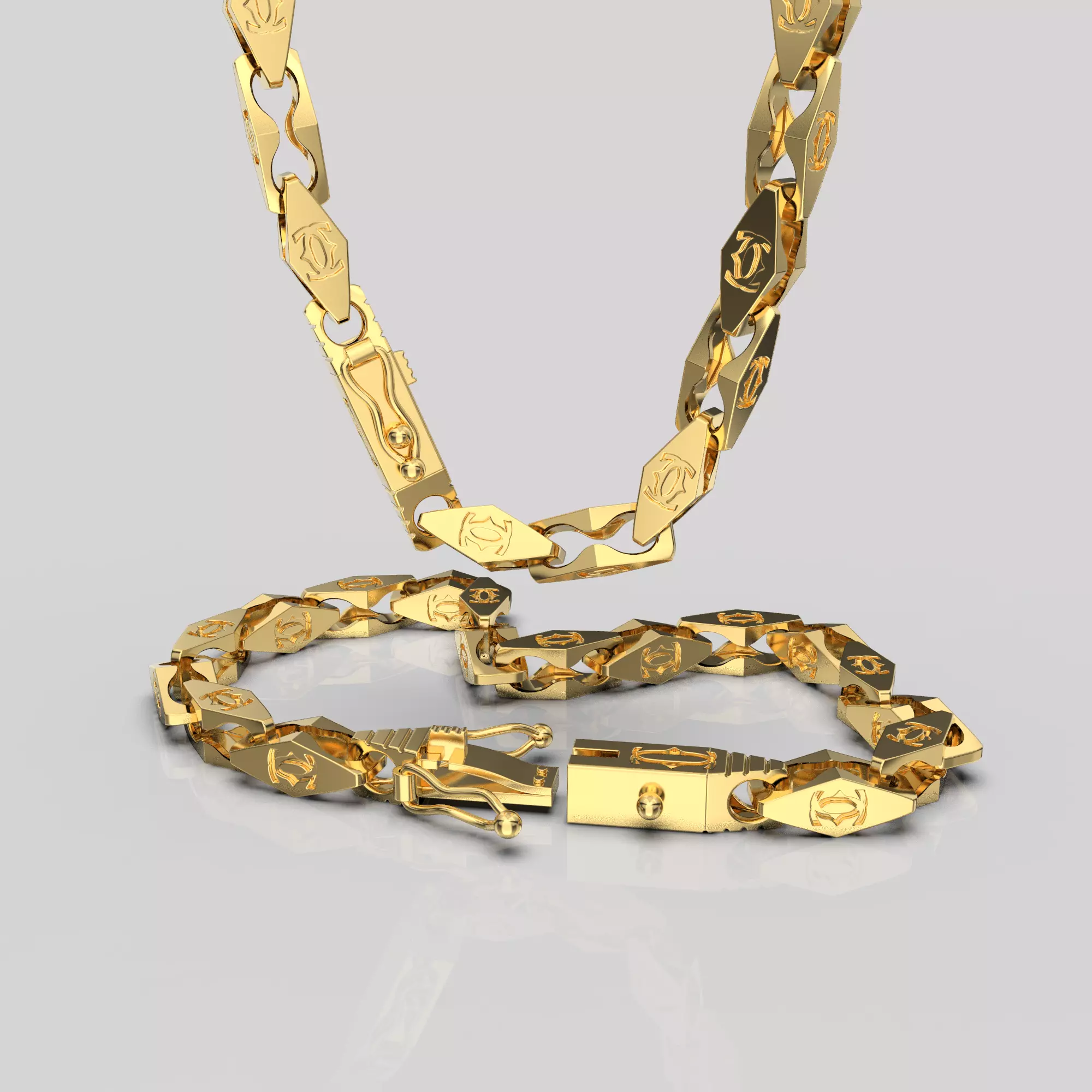 Jewelry LOCK box and link 5mm chain or bracelet printable STL 3D print model_0