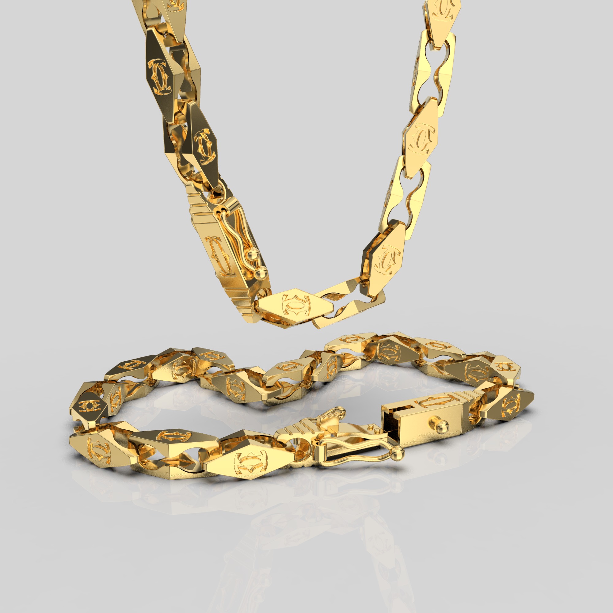 Jewelry LOCK box and link 5mm chain or bracelet printable STL 3D print model_2