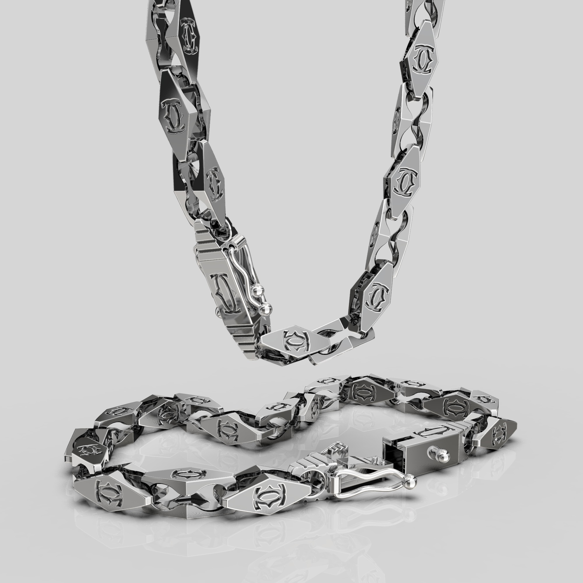 Jewelry LOCK box and link 5mm chain or bracelet printable STL 3D print model_5