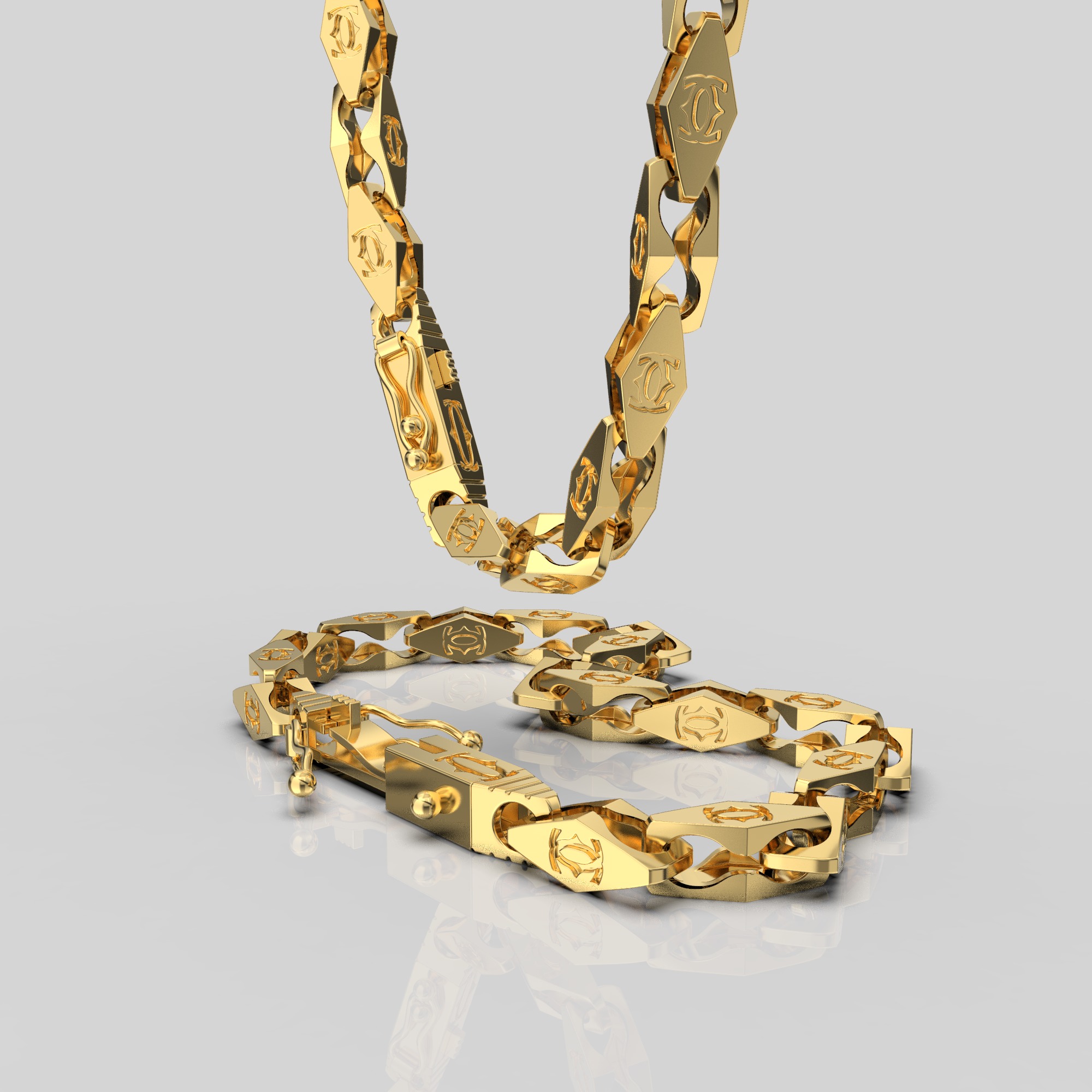 Jewelry LOCK box and link 5mm chain or bracelet printable STL 3D print model_3