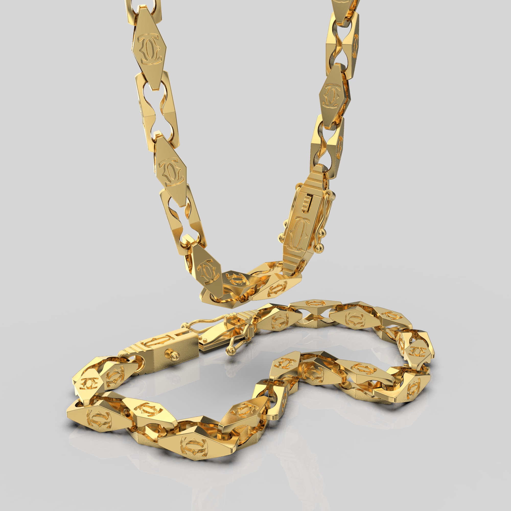 Jewelry LOCK box and link 5mm chain or bracelet printable STL 3D print model_4