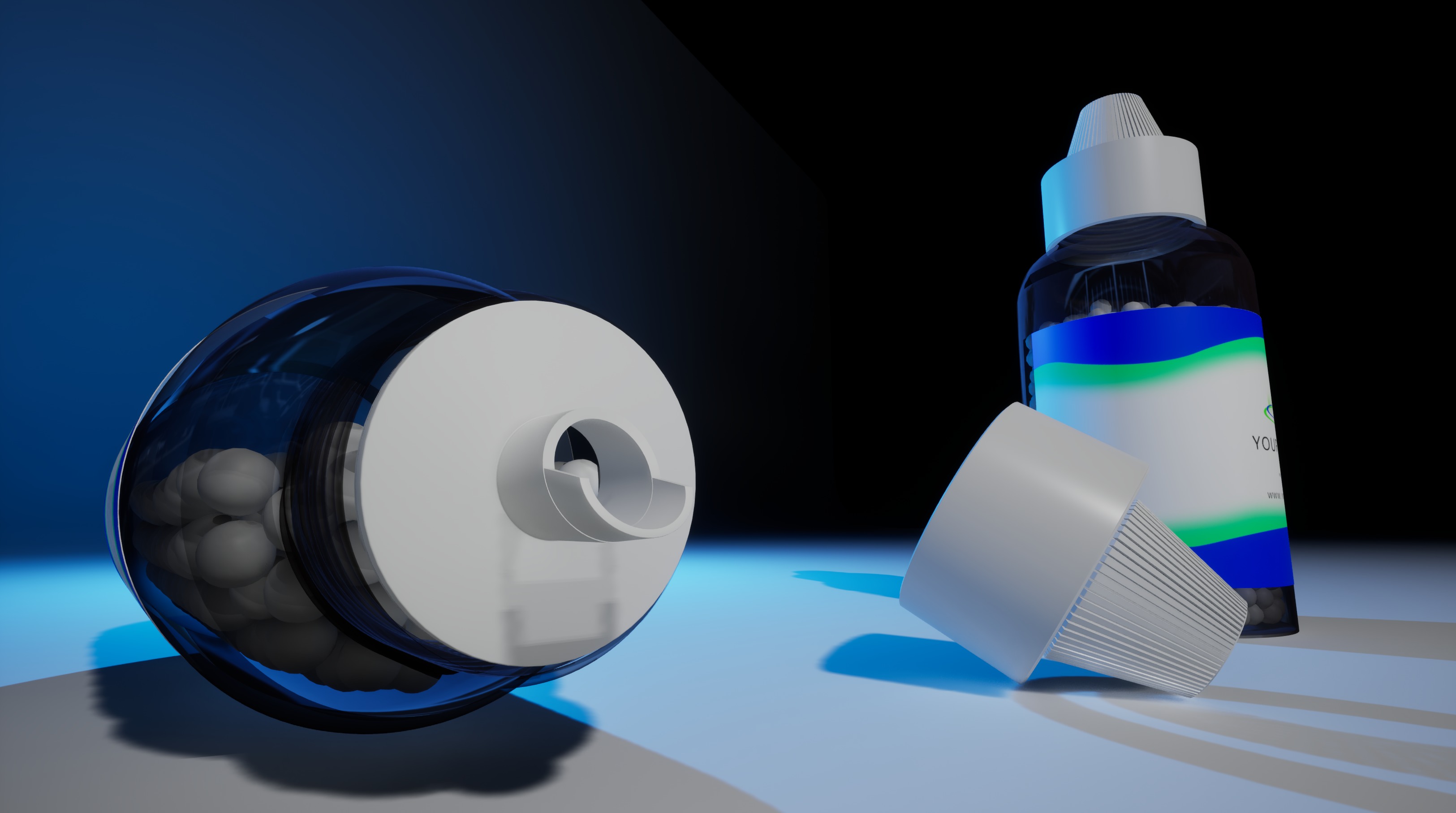 Bottles of homeopathics with pills Low-poly 3D model_3