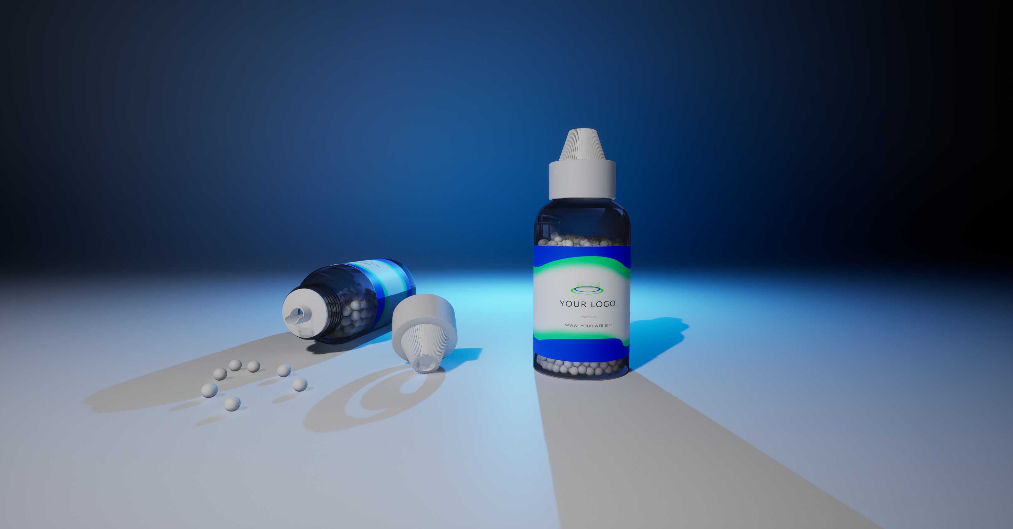 Bottles of homeopathics with pills Low-poly 3D model_2