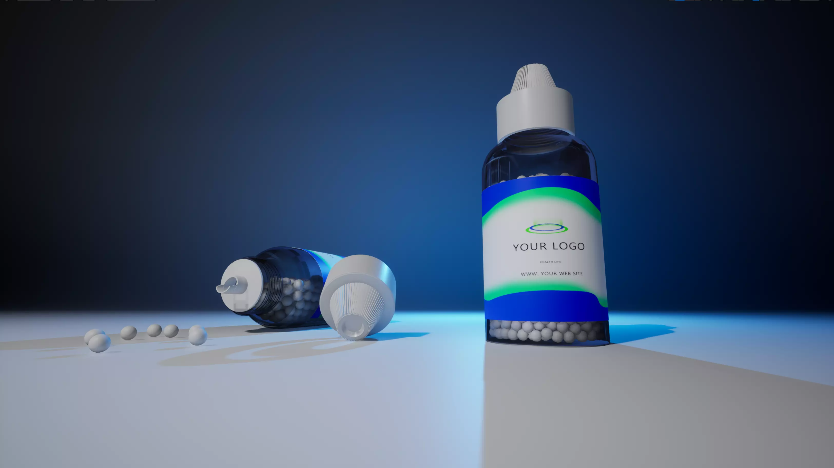 Bottles of homeopathics with pills Low-poly 3D model_0