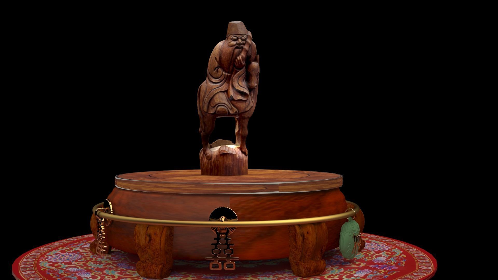  Chinese bamboo carving figure  3D model_3