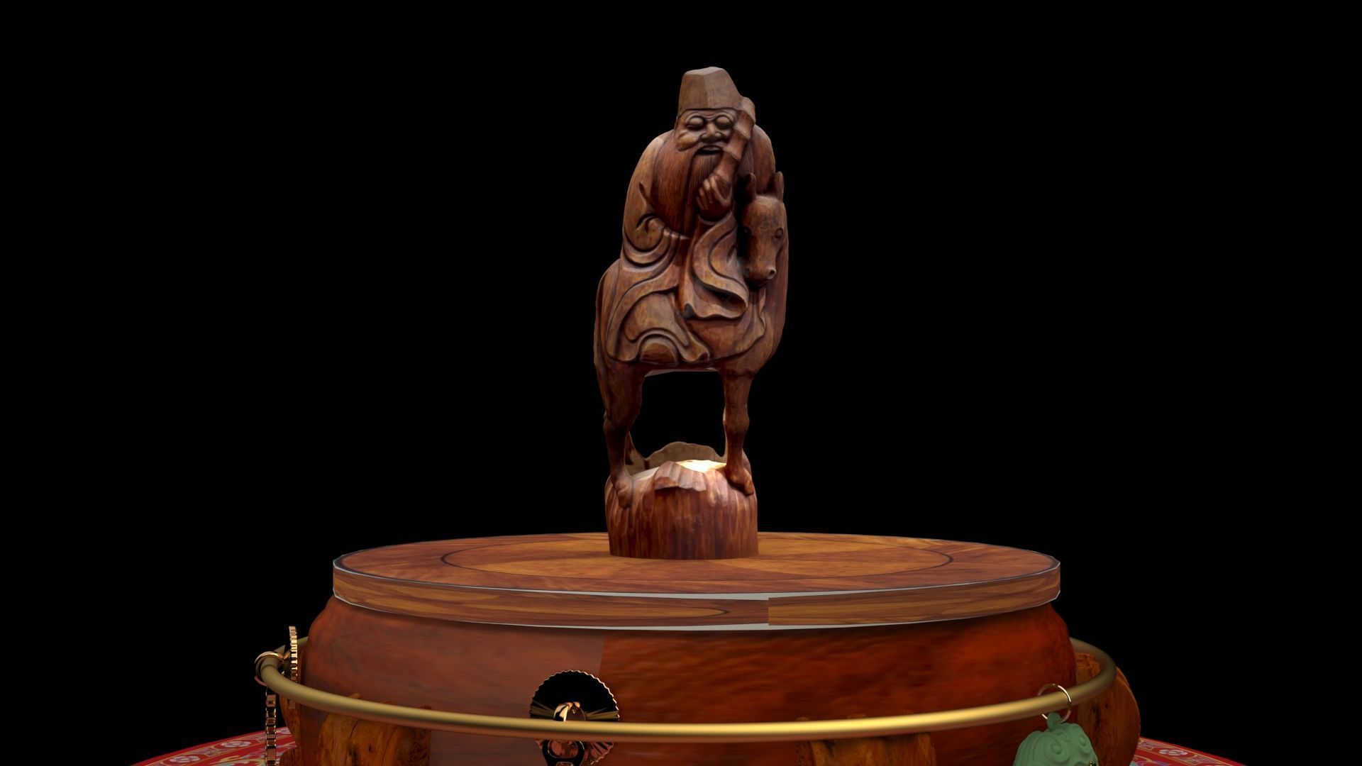  Chinese bamboo carving figure  3D model_5