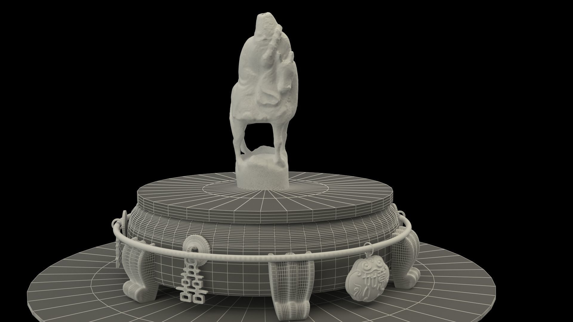  Chinese bamboo carving figure  3D model_7