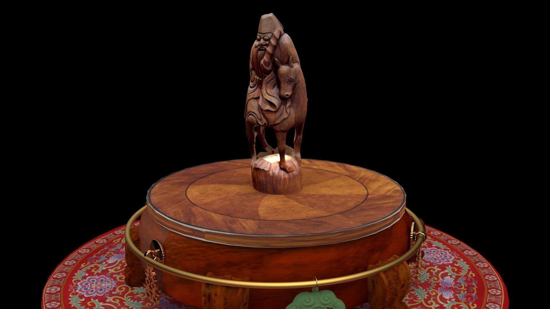  Chinese bamboo carving figure  3D model_2