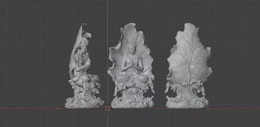 Guanyin sitting on a lotus leaf 3D print model_0