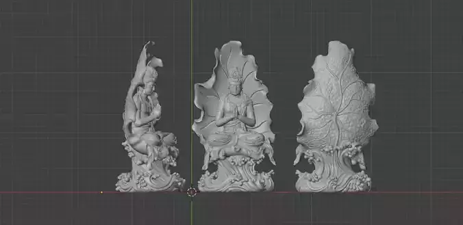 Guanyin sitting on a lotus leaf