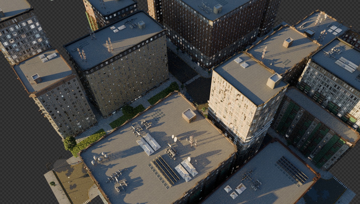 City street with realistic intersections and buildings 3D model_10