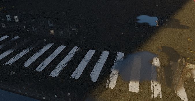 City street with realistic intersections and buildings 3D model 5