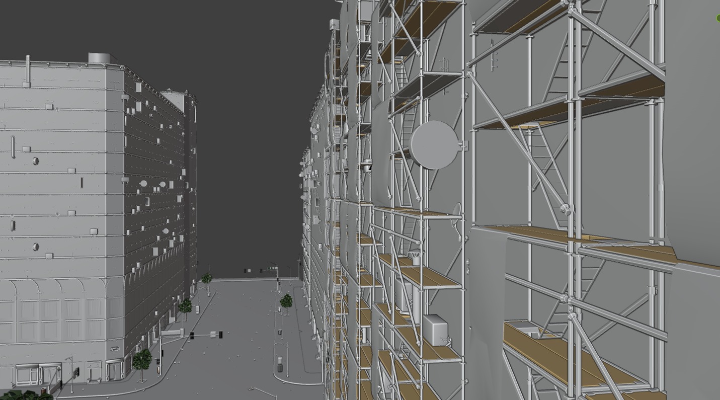 City street with realistic intersections and buildings 3D model_24