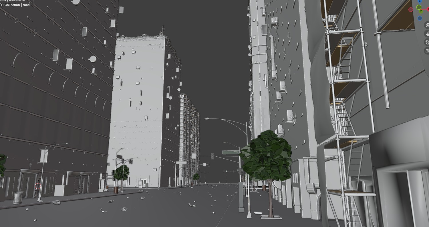 City street with realistic intersections and buildings 3D model_17