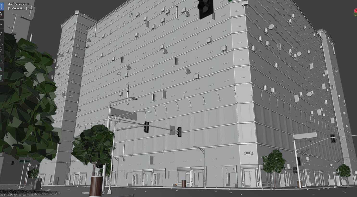 City street with realistic intersections and buildings 3D model_15