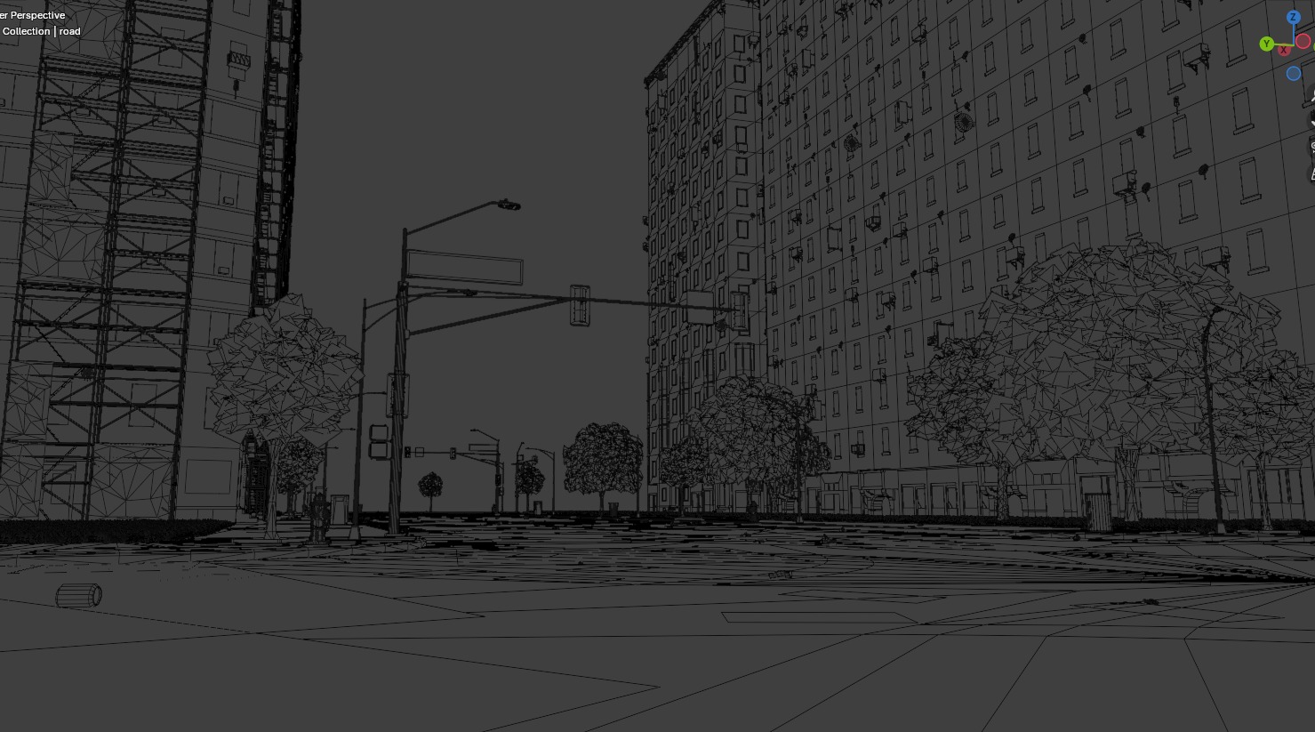 City street with realistic intersections and buildings 3D model_19