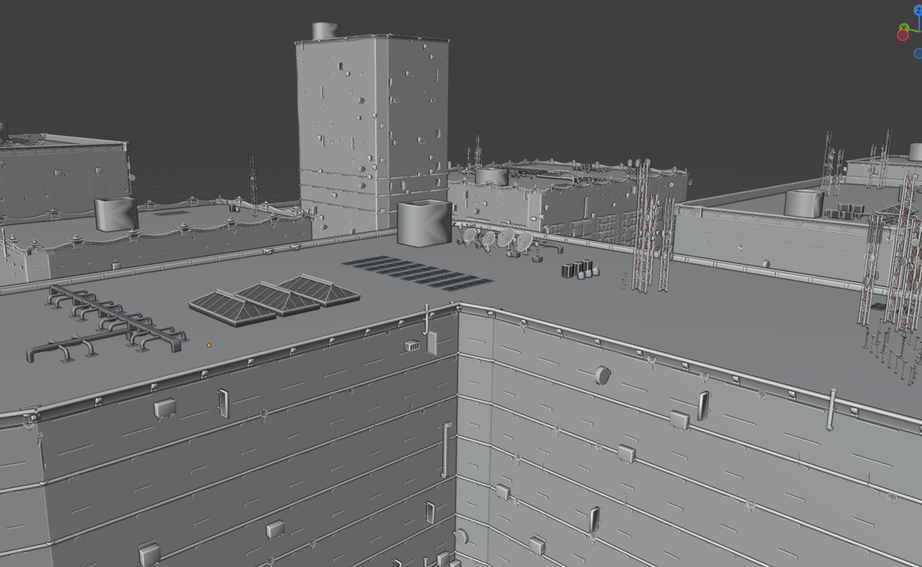 City street with realistic intersections and buildings 3D model_21