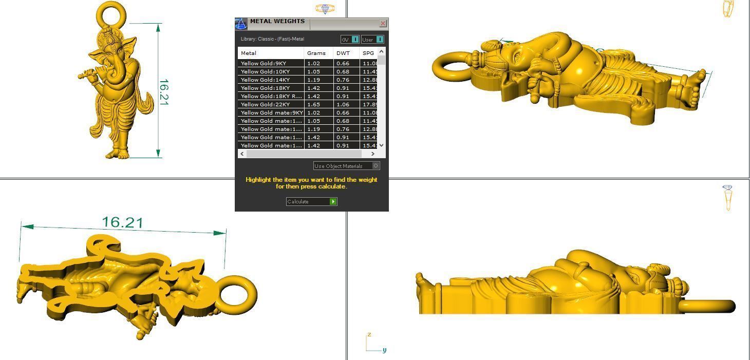 Ganesha pendant 3D print model_1