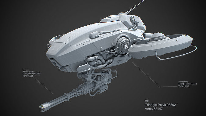 Sci-Fi Vehicle Series-Drone 02-PBR 3D model 4