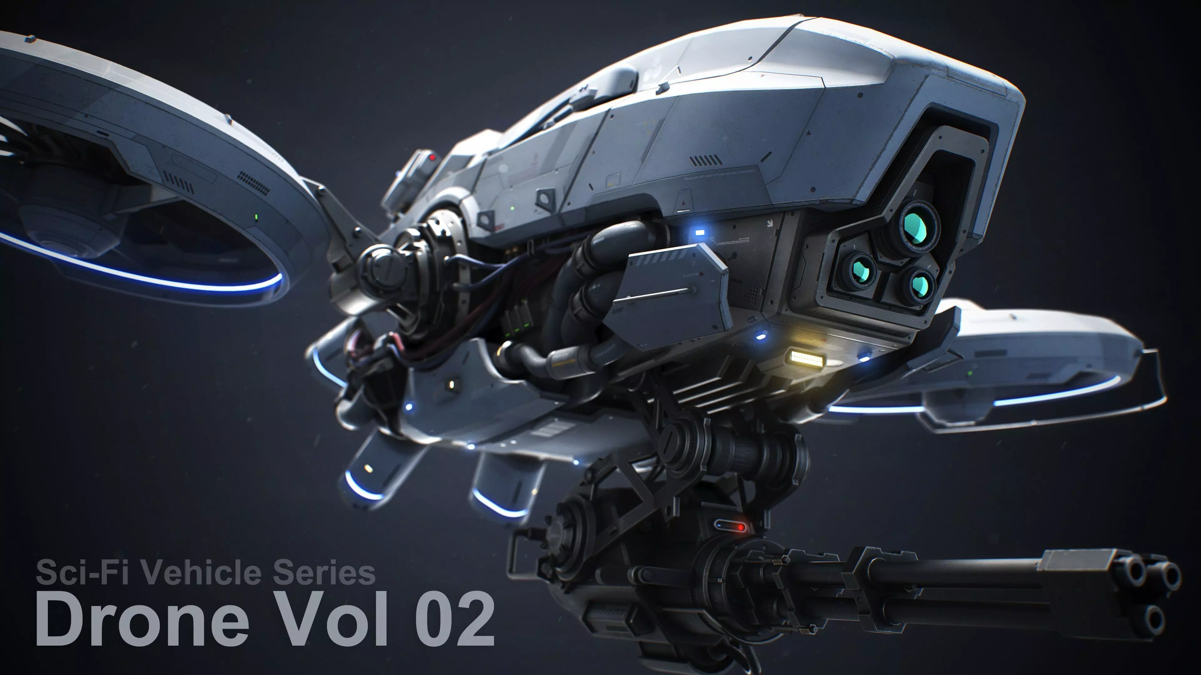 Sci-Fi Vehicle Series-Drone 02-PBR 3D model