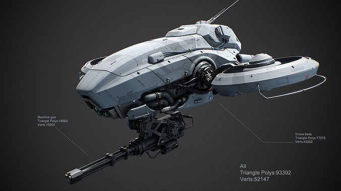 Sci-Fi Vehicle Series-Drone 02-PBR 3D model 3