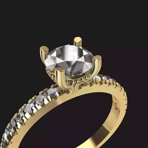 Round Brilliant Hidden Halo Ring 3D print model