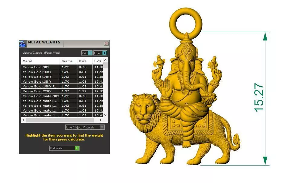 Ganesha pendant 3D print model_0