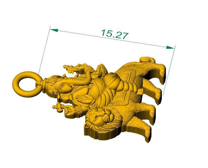 Ganesha pendant 3D print model_3