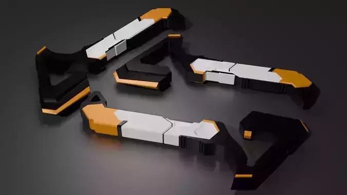 Tomahawk - black and yellow Low-poly 3D model