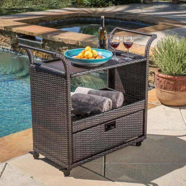 RBS Liborius Bar Cart Wicker 3D model