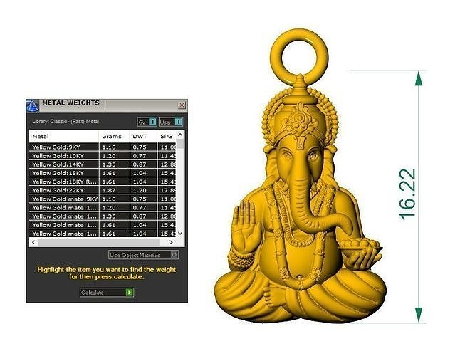 Ganesha pendant 3D print model