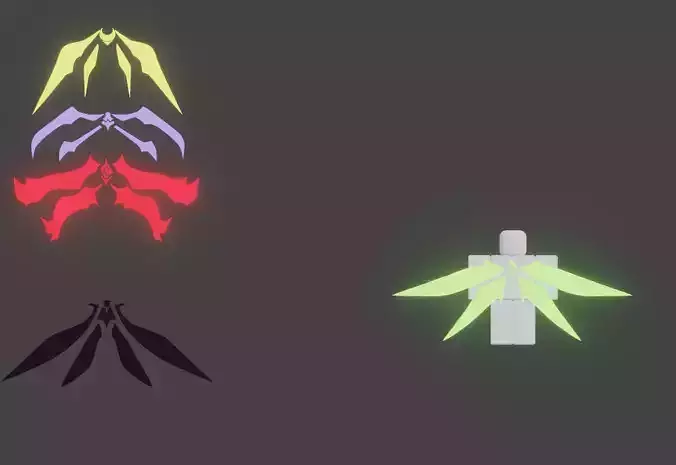 mystical robotic wings Low-poly 3D model