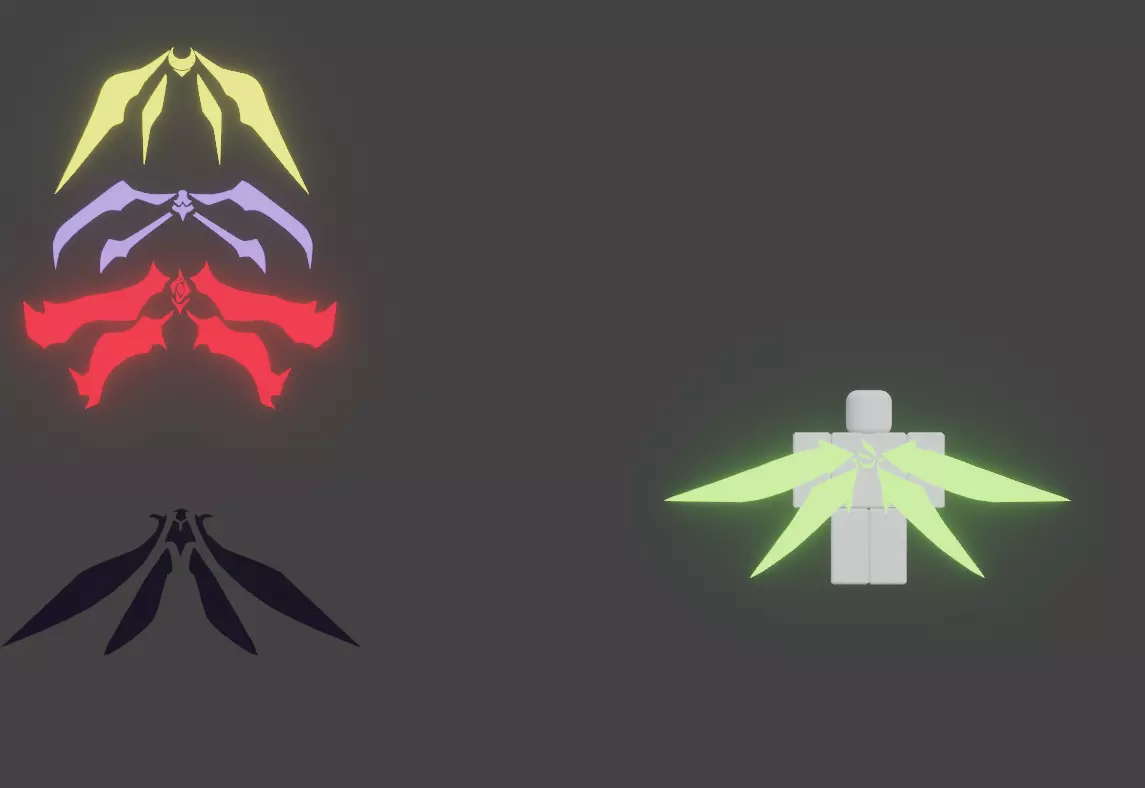 mystical robotic wings Low-poly 3D model_0