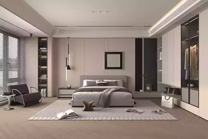 Modern Bedroom Scene 42 3D model