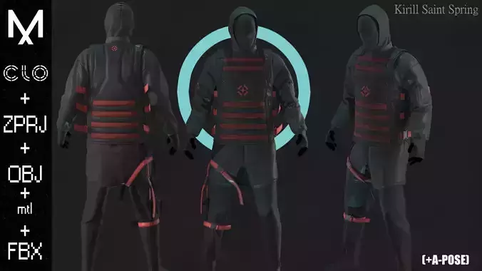 TACTICAL OUTFIT MALE Marvelous designer Clo3d OBJ mtl FBX ZPRJ