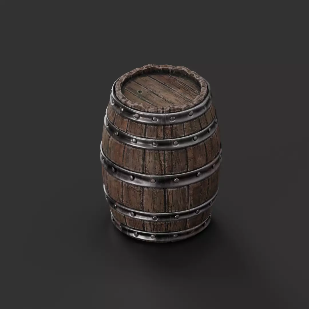 Medieval barrel Low-poly 3D model