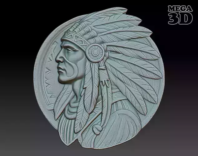 Native American Warrior basrelief 16 240915